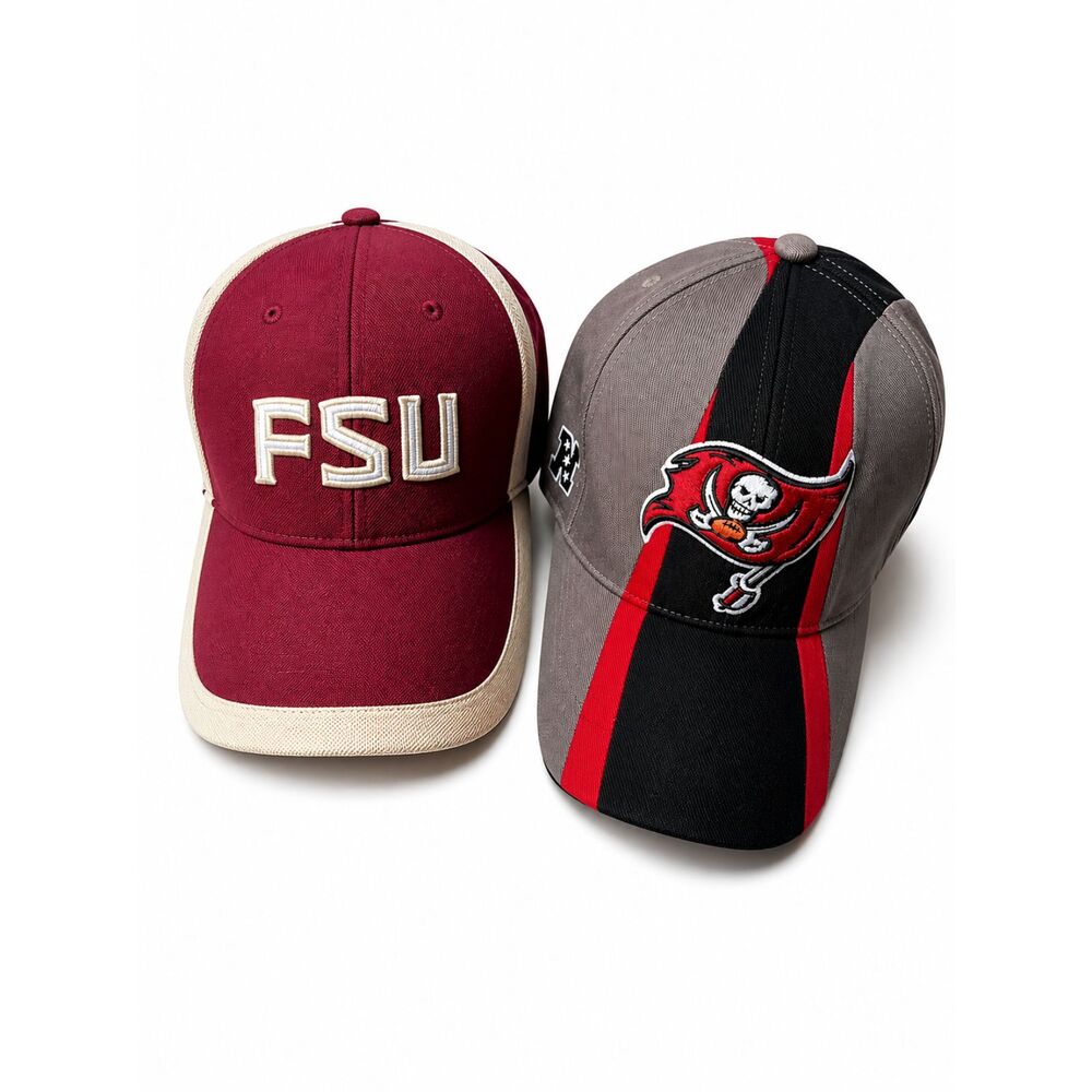 FSU Seminoles & Tampa Bay Buccaneers Hat Bundle Y2K Stretch Fit NFL NCAA Caps